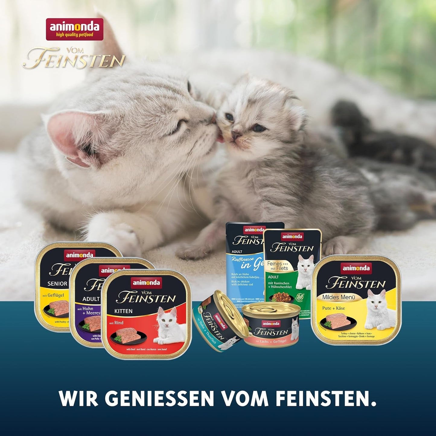 animonda vom Feinsten Premium Kitten Nourriture humide pour chats, Saveurs raffinées en sauce, 24 sachets (24 x 85g), Nourriture humide de haute qualité pour chats, sans sucre, Mélange mixte