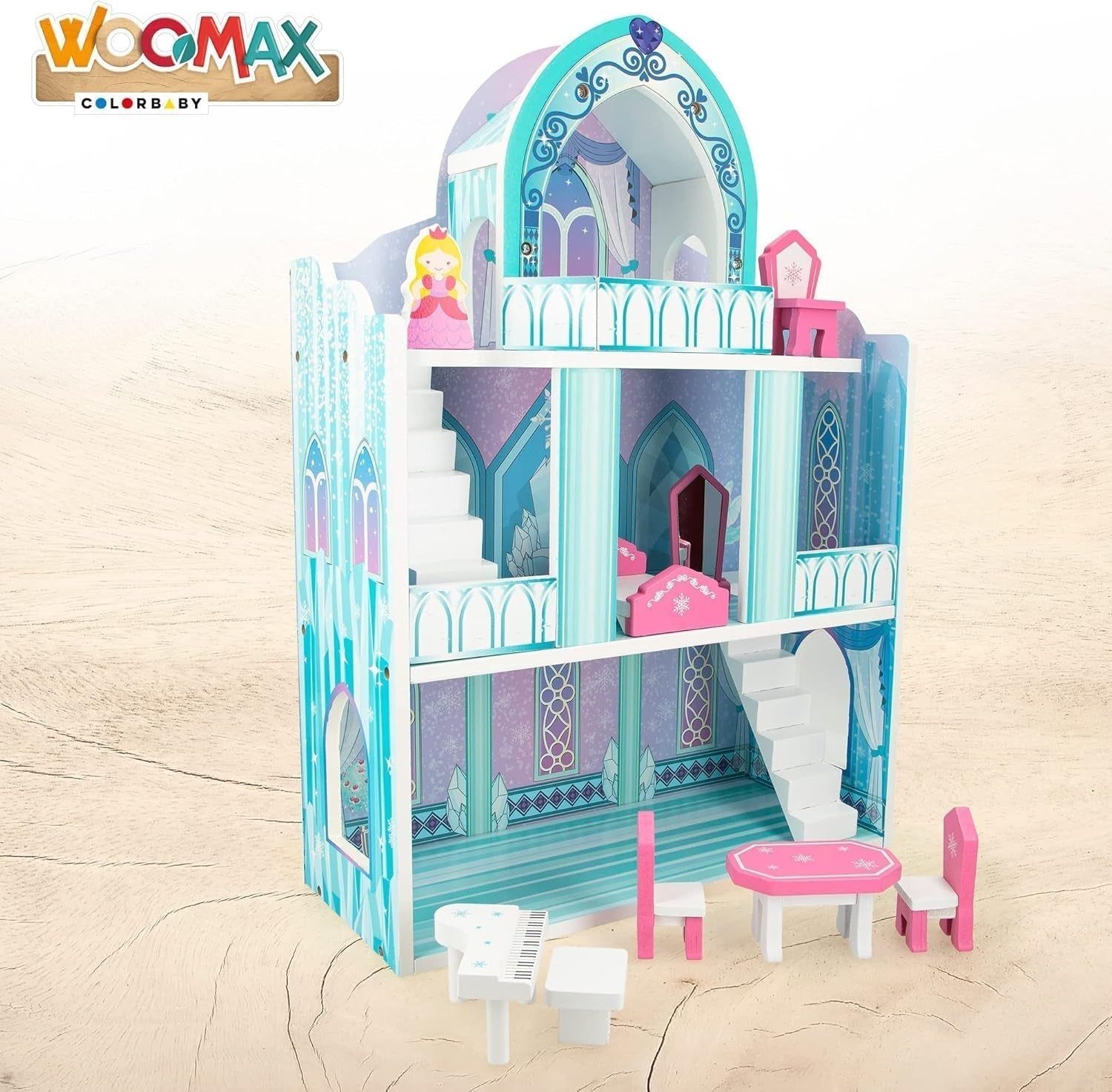 Colorbaby WOOMAX 49314 - Serrure en bois 37 X 15 X 53,5 Cm +3A Maisons de poupées Naty Shop