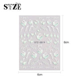JMEOWIO Autocollants de manucure 3D pour ongles, fleurs, autocollants pour nail art, autocollants auto-adhésifs, bandes stéréoscopiques 5D, décoration de fleurs d'été, design de manucure, 4 feuilles