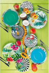 Excelsa Tropical Chic Service d'assiettes, 18 pièces, Porzellan, grande couleur