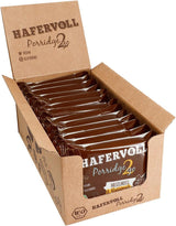 Hafervoll Porridge2go Beurre de cacahuète et noix, 13 barres x 55 g - Snack végétalien, biologique, sans gluten, sans sucre ajouté, avec avoine, dattes et bonbons au quinoa