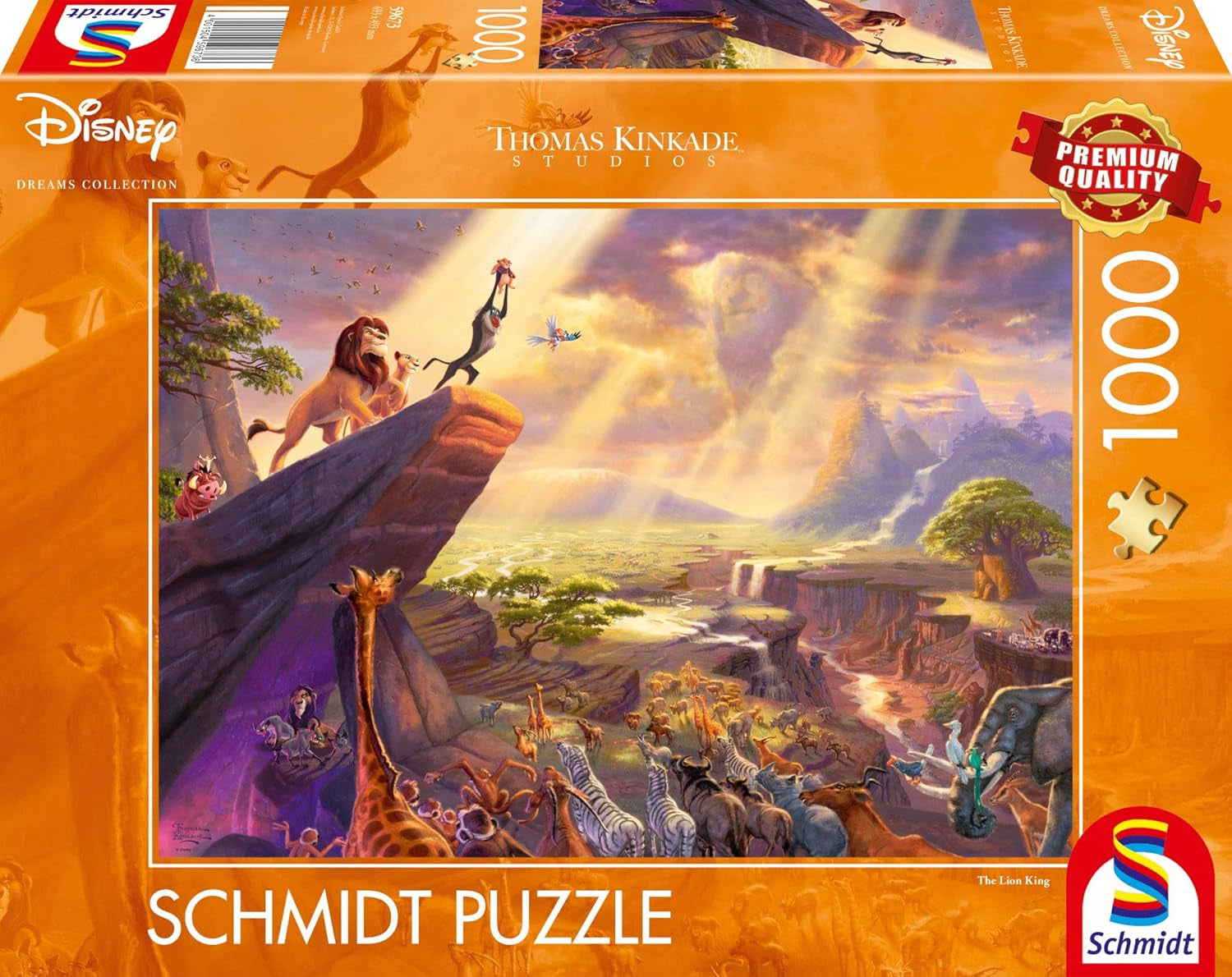 Schmidt Spiele 59673 Thomas Kinkade, Disney, Le Roi Lion, puzzle 1000 pièces Puzzle Naty Shop Single
