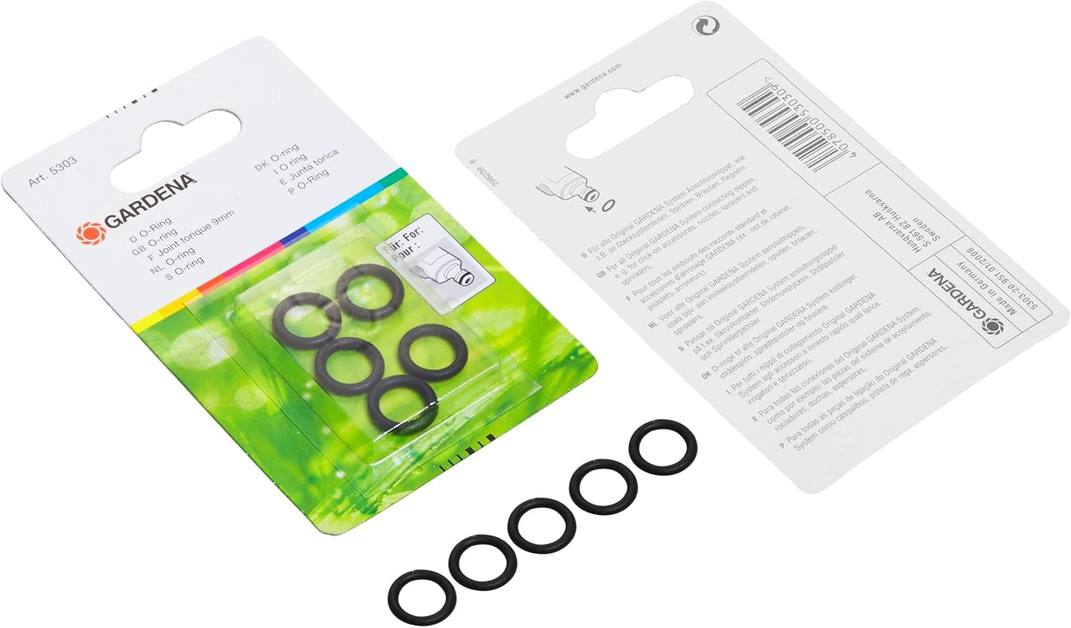 Joint annulaire Gardena : joint d'étanchéité polyvalent pour connecter tous les raccords Gardena d'origine tels que les pommes de douche et les arroseurs (5303-20)