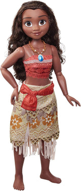 Disney Princess Vaiana, grande poupée de jeu de Jakks Pacific de 80 cm, jolie poupée, avec une brosse à la main dans ses serrures bien fermées, pour un vêtement inspiré du film, porte-clés avec crochets