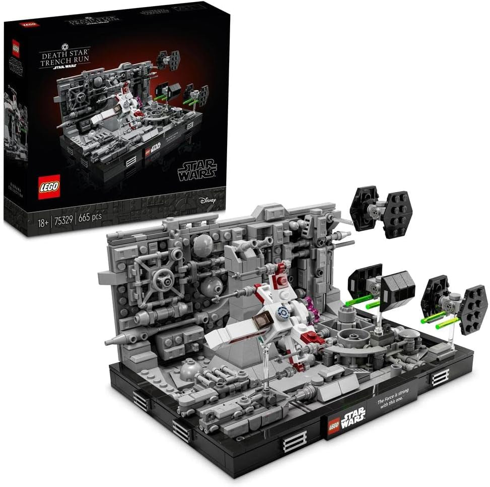 LEGO 75329 Star Wars Ensemble diorama de Trench Run de l'Étoile de la Mort Kit de modèle adulte X-Wing de Luke Skywalker Un nouvel espoir Fan Merchandise Décoration de chambre Cadeaux Ensembles de construction Besuche den LEGO-Store Single