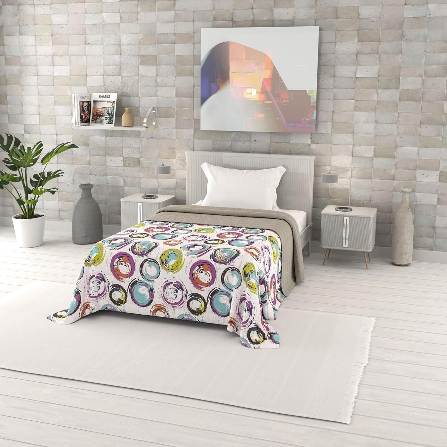 Couette d'été imprimée fantaisie, garnissage polyester, Pétales, 260X270Cm Couettes et couettes Naty Shop Cerchi Astratti 170X270Cm