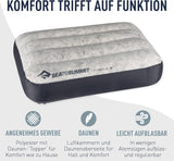 Sea to Summit - Oreiller de voyage Eros Down L - Ultraléger et gonflable - Matériau 10D - Oreiller en duvet de qualité supérieure - Antidérapant - Pour la randonnée et le camping - 42 X 28 X 12 cm - Gris - 95 G Naty Shop Oreillers de voyage