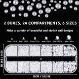 12 Größen Nail Art Perlen, Flache Perlen, Nail Art Accessoires, Halbkreis Nagelperlen, Weiße Nail Charms Und Glitzersteine ​​​​Nägel Für Nail Art Design, DIY Basteln, Alltag, Hochzeit (2 boîtes)