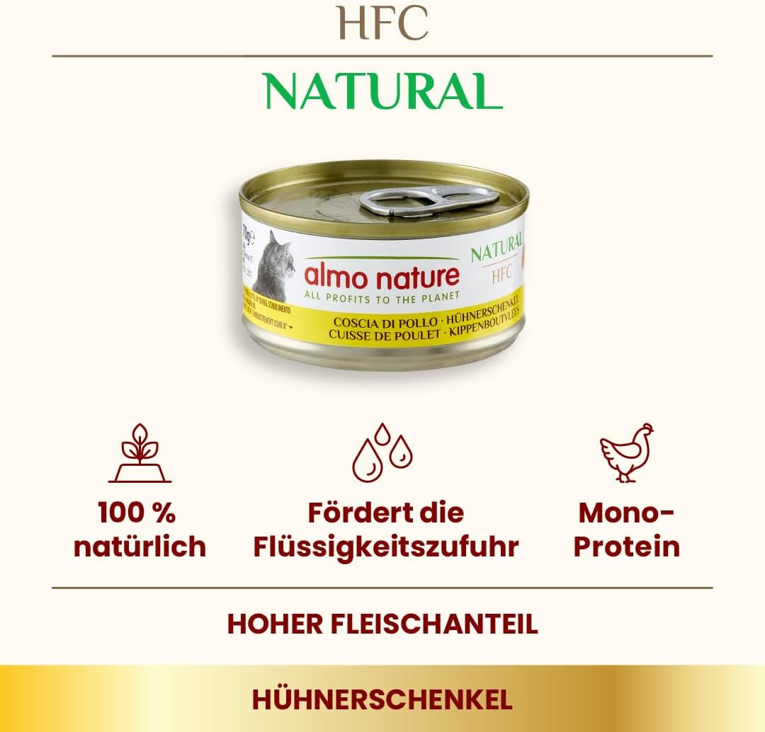 Almo Nature HFC Nourriture humide naturelle pour chat - Recettes assorties au poulet - 6 x 70g