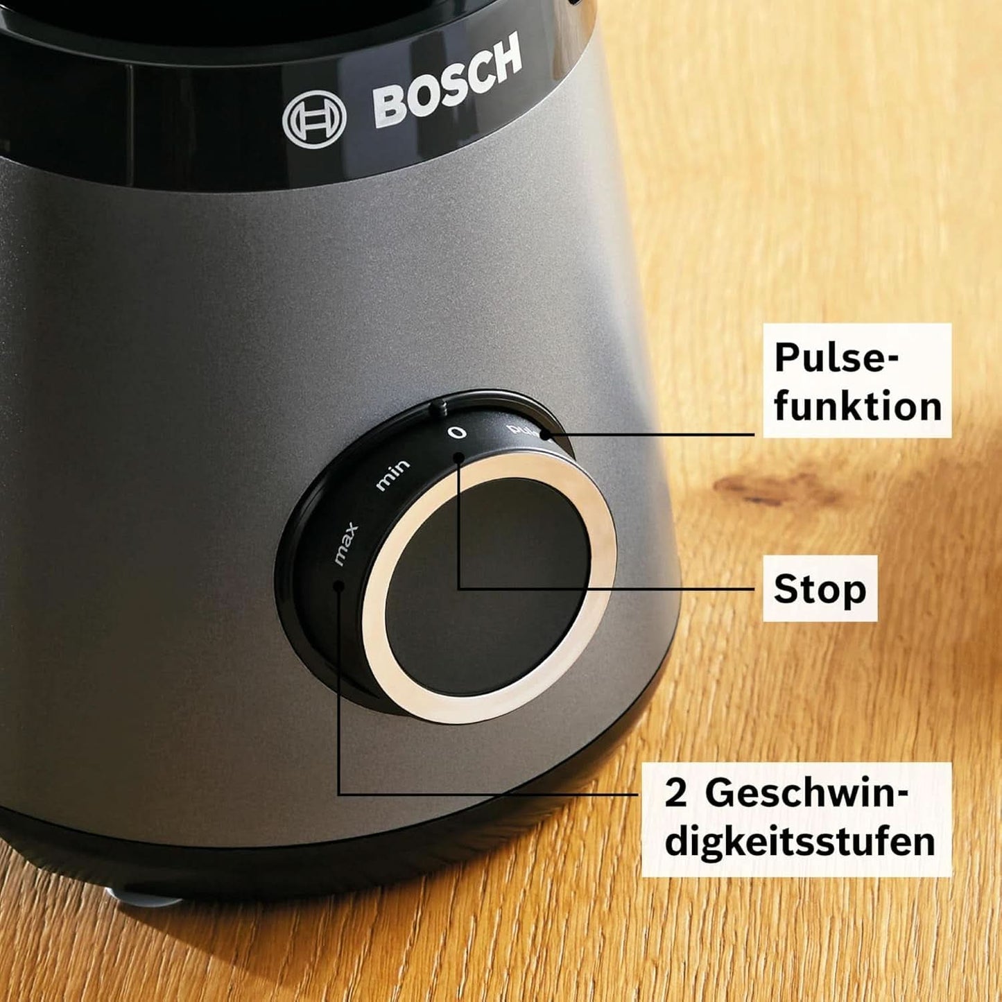 Bosch Batteur sur socle Vitapower Serie 4 MMB6172SN, Version Verbesserte, 10 Jahre Motorgarantie, Edelstahl-Klingen, 1,5L Glasbehälter, Spülmaschinenfeste Teile, 30 000 U/Min, 1200 W, Silver Kitchen Naty Shop