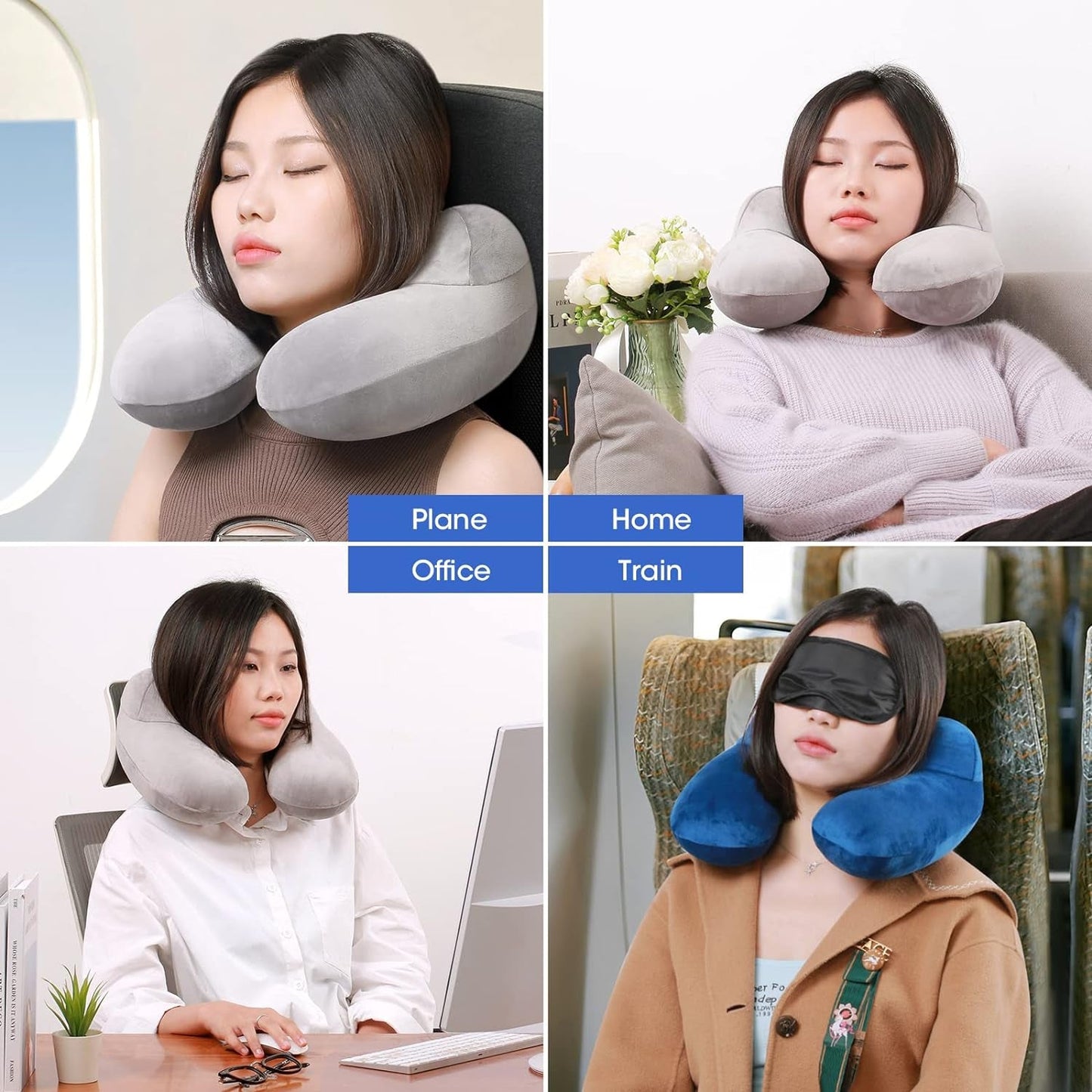 Gofodsil Oreiller Cervical Gonflable pour Avions Camping Trains et Voitures avec Bouchons d'oreilles Oreiller de Voyage Portable Oreiller Cervical Gonflable pour Avion Lot de 2 Oreillers Cervicaux Orthopédiques Naty Shop