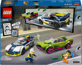 LEGO City Car Chase avec voiture de police et muscle car, train jouet avec 2 voitures de course, cadeau de police pour enfants, garçons et filles à partir de 6 ans, set avec policier et figurines Ganovin 60415 Jeux de construction Besuche den LEGO-Store