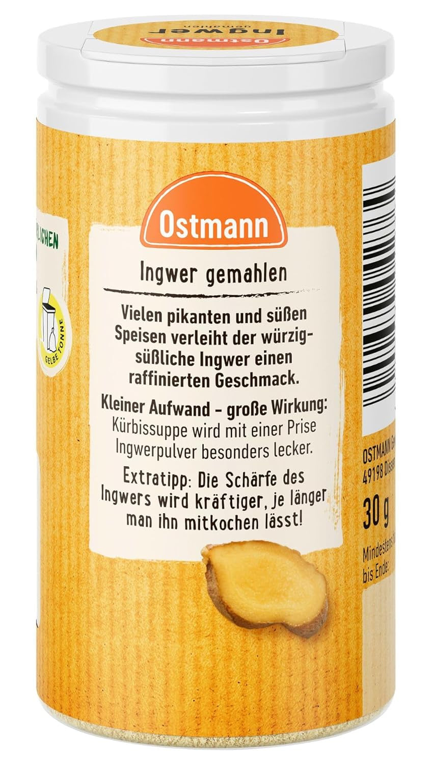 Ostmann Gewürze - Ingwer gemahlen | Nachfüllbare & recyclable Verpackung | 30 g dans la Streudose