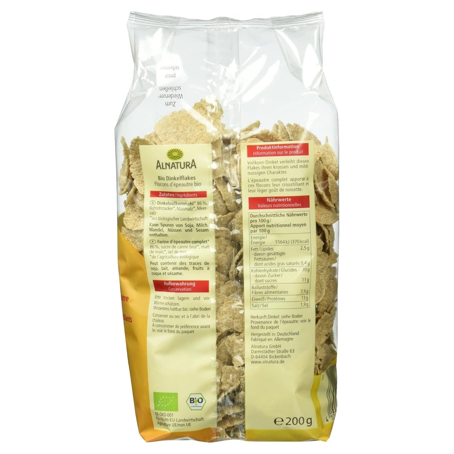 Dinkel-Flakes Bio, 200G Céréales Naty Shop