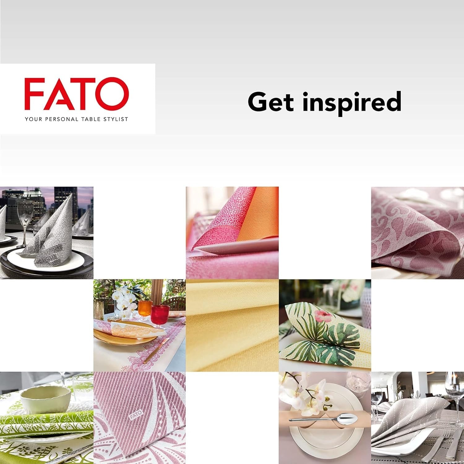 Fato - Serviettes en papier sec, Airlaid, effet tissu, paquet de 50 serviettes, format 40X40 pliées en 4, couleur noir