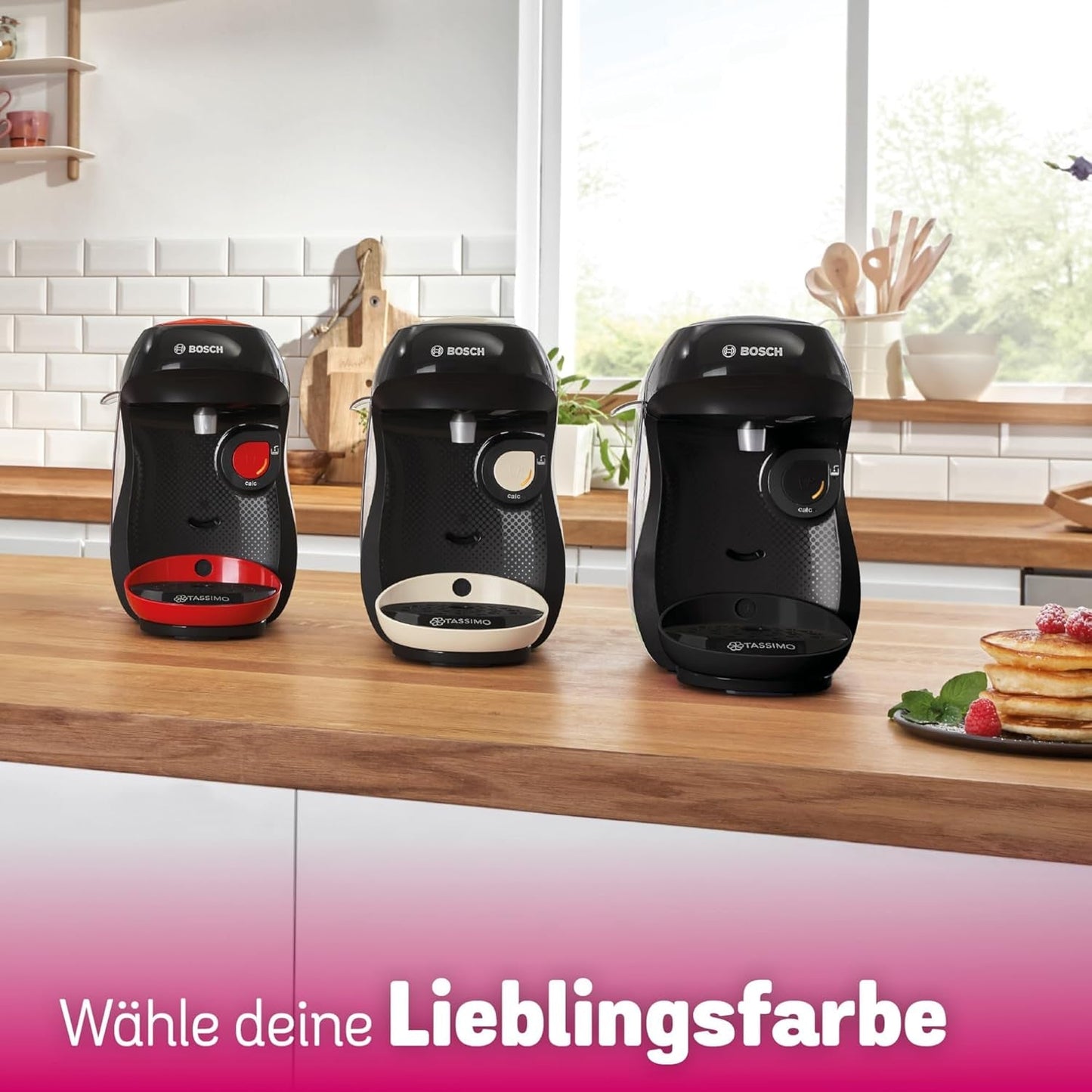 Bosch Tassimo Happy Friendly TAS102E Machine à expresso à capsules, plus de 70 boissons, convient à toutes les tasses, arrêt automatique, durable, dosage parfait, peu encombrant, 1400 W, noir