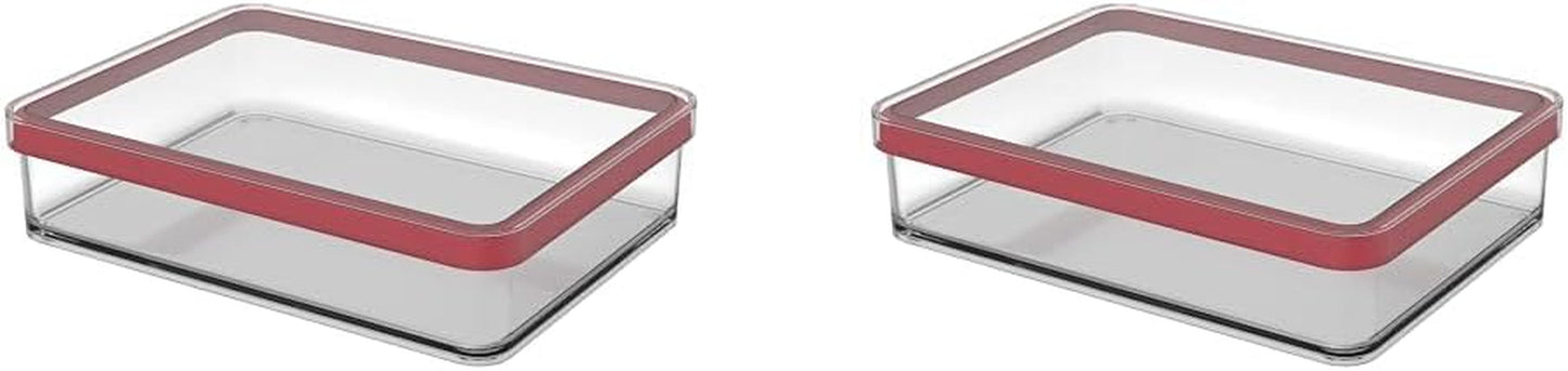 Rotho Loft Lot de 5 bocaux de conservation avec couvercles, différentes tailles, sans BPA, plastique de qualité alimentaire (PP), transparent/rouge, (21,4 x 21,4 x 23,5 cm) Naty Shop Boîtes de conservation alimentaire 1 litre de large (lot de 2)