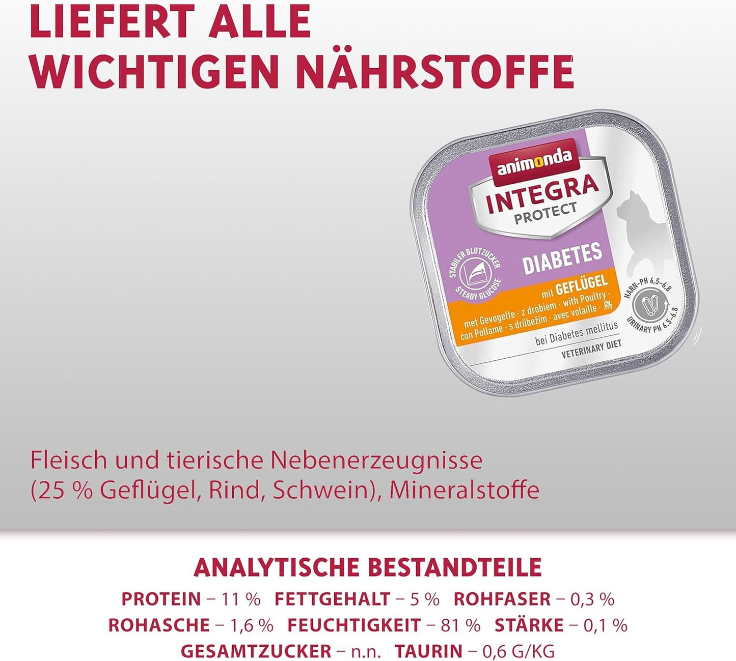 animonda INTEGRA PROTECT Diabetes with Volaille (16 x 100 g), nourriture humide pour chat diabétique, nourriture diététique pour chat diabétique, nourriture humide sans sucre