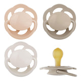 pincement - Vert Cerise | 0-6 mois | Paquet de 4 | Sucette pour bébé, adaptée à l'allaitement et à la dentition. Sucette durable, fabriquée à partir de matières premières naturelles, vert clair/marron