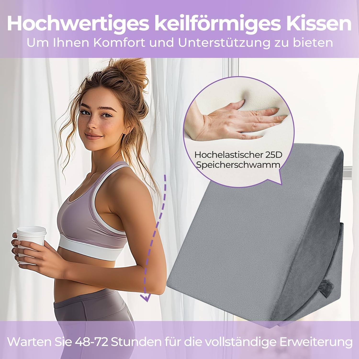 Oreiller en plumes réglable en mousse haute densité, oreiller de dos ergonomique pour lit et canapé, oreiller de lecture anti-reflux pour dormir, jouer, regarder la télévision (lourd)