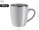 MÄSER Structure en métal, Service de table moderne pour 6 personnes avec structure couleur laiton, Service combiné de 24 pièces avec tasses sans rebord, Grès, Gris