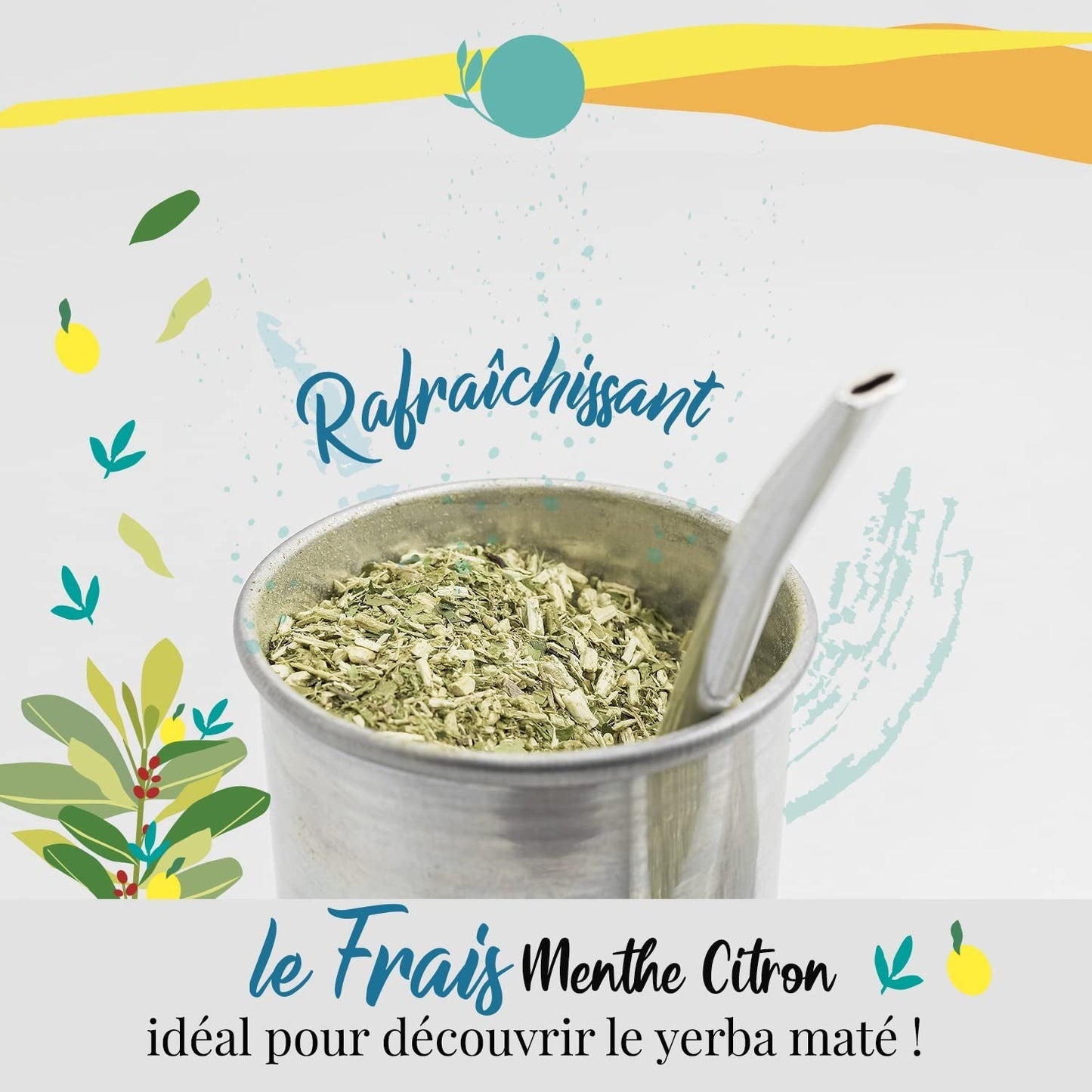 ORIGEENS BIO YERBA MATE À LA MENTHE ET CITRON 200 G - Fraîcheur I Yerba Mate Bio non torréfiée, feuilles, sans tiges ni poussière