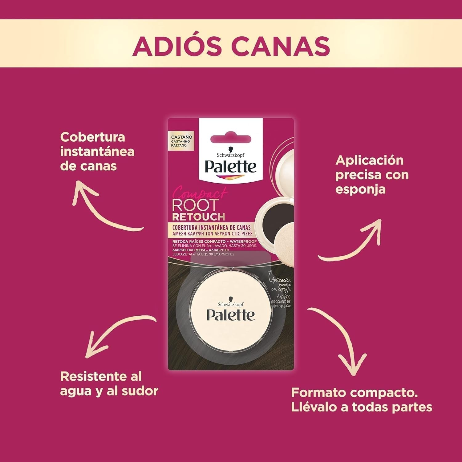 Palette Compact Root Retouch Retouch Root Powder, compacte, marron, 1 pièce Teinture pour cheveux Naty Shop