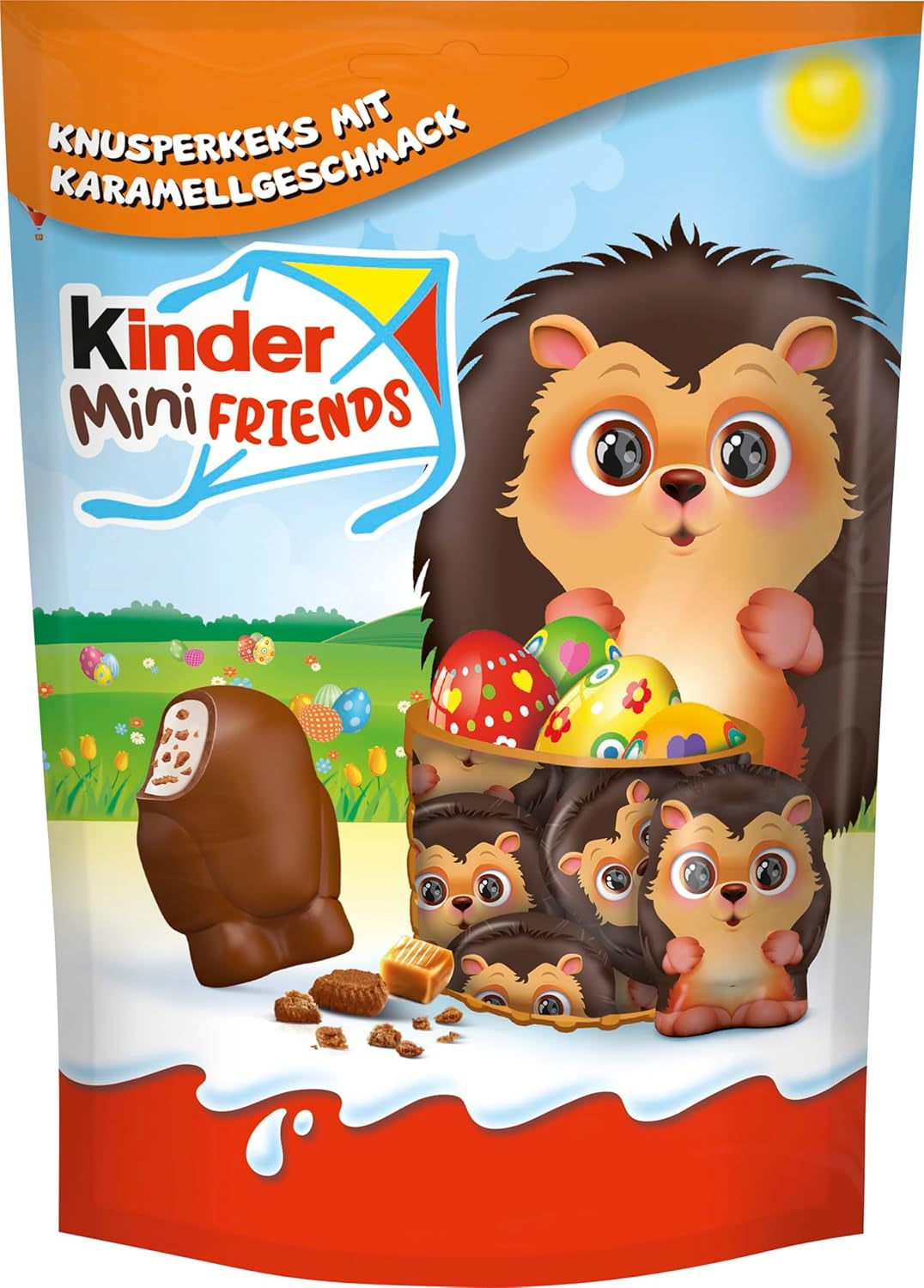 Kinder Mini Friends Biscuits croquants au goût de caramel 122 g – Chocolat au lait avec biscuits et garniture au lait – Figurines de Pâques – Chocolat et bonbons de Pâques – Cadeau de Pâques