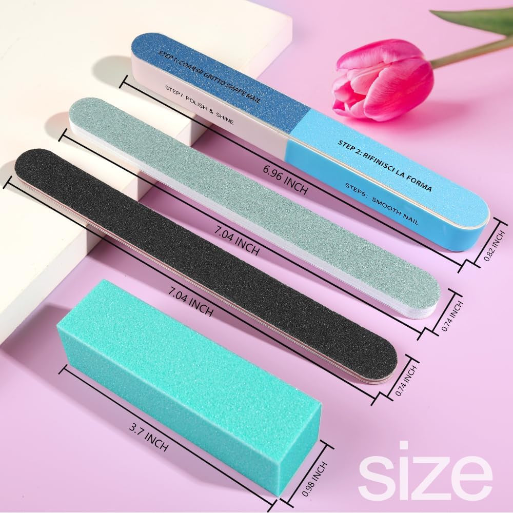 FANDAMEI 20 Stücke Buffer Für Nagel, Nagelfilen Für Gelnägel, Profi Nagelfeile 100/180, Polierfeile Fingernägel, Filen Für Gelnägel, Kit Manucure & Pédicure