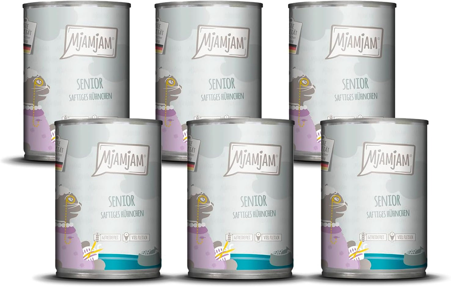 MjAMjAM - Nourriture humide premium pour chats - Senior - poulet juteux, pack de 6 (6 x 400g), sans céréales