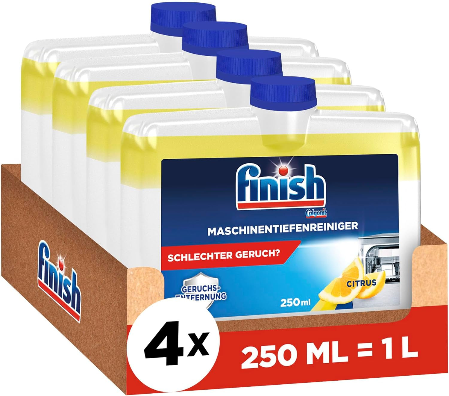 Finish Deep Machine Cleaner Citrus - nettoyant liquide pour machine contre le calcaire et la graisse pour un lave-vaisselle propre - Pack économique Naty Shop