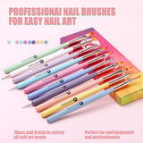 10 pièces Nail-Art-Pinsel, Nagel-Gel-Nagellack-Malpinsel, Zeichenstift, Nagel-Liner-Pinsel et Nagel-Dotting-Stift pour Gel-Nagellack, DIY, Manucure, Salon Zu Hause