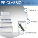 LocknLock PP Classic ensemble de pots de conservation des aliments 5 pièces | 180 ml, 350 ml, 600 ml, 870 ml, 3,6 L | 100 % étanche à l'air et à l'eau | sans BPA | organisateur de congélateur et de réfrigérateur | vont au lave-vaisselle et au micro-ondes Boîtes de conservation des aliments Naty Shop