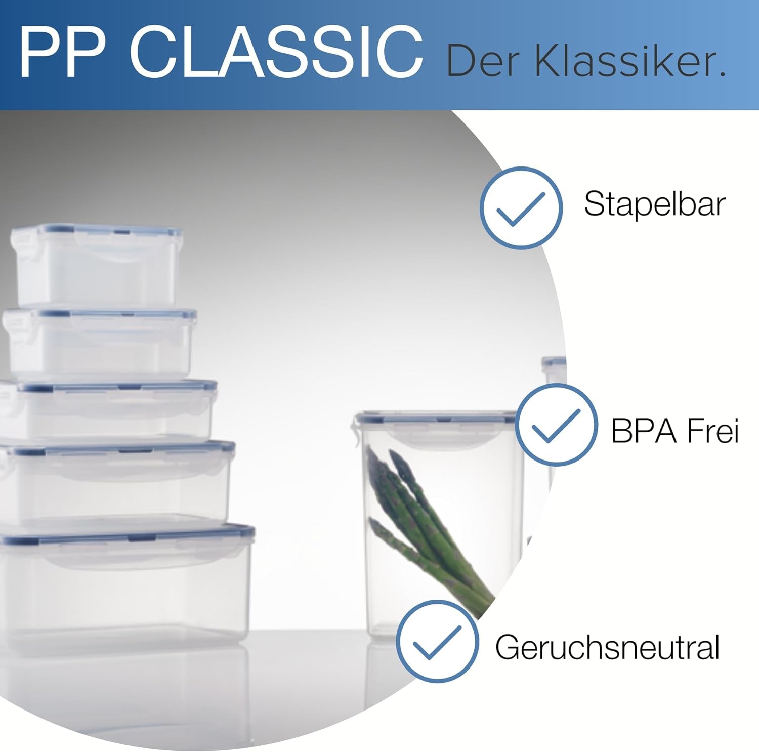 LocknLock PP Classic ensemble de pots de conservation des aliments 5 pièces | 180 ml, 350 ml, 600 ml, 870 ml, 3,6 L | 100 % étanche à l'air et à l'eau | sans BPA | organisateur de congélateur et de réfrigérateur | vont au lave-vaisselle et au micro-ondes Boîtes de conservation des aliments Naty Shop