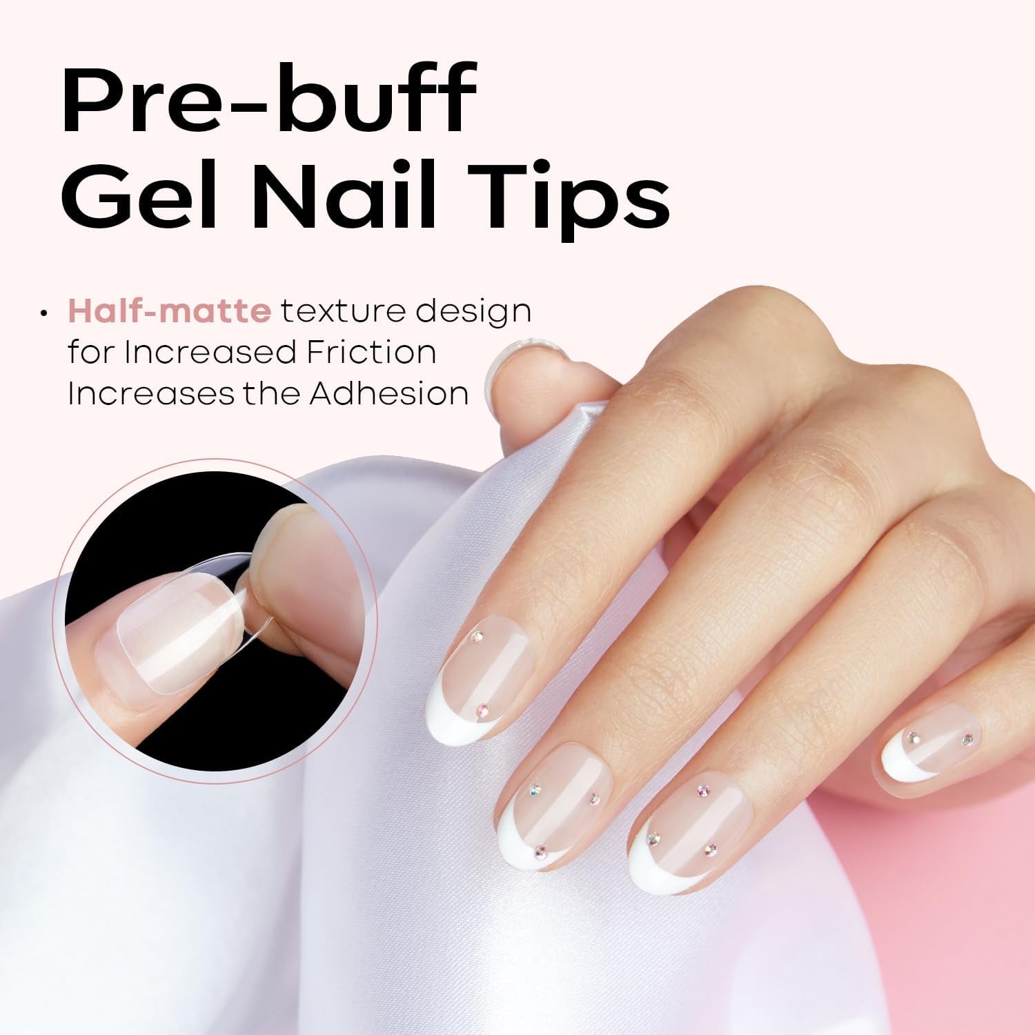 Modelones Nail Tips 510 pièces – Ensemble de pointes d'ongles à couverture complète, ensemble de pointes en gel, pointes d'ongles en résine PMMA pré-polonées, ongles artificiels à coller sur Nail Art DIY, Squoval court