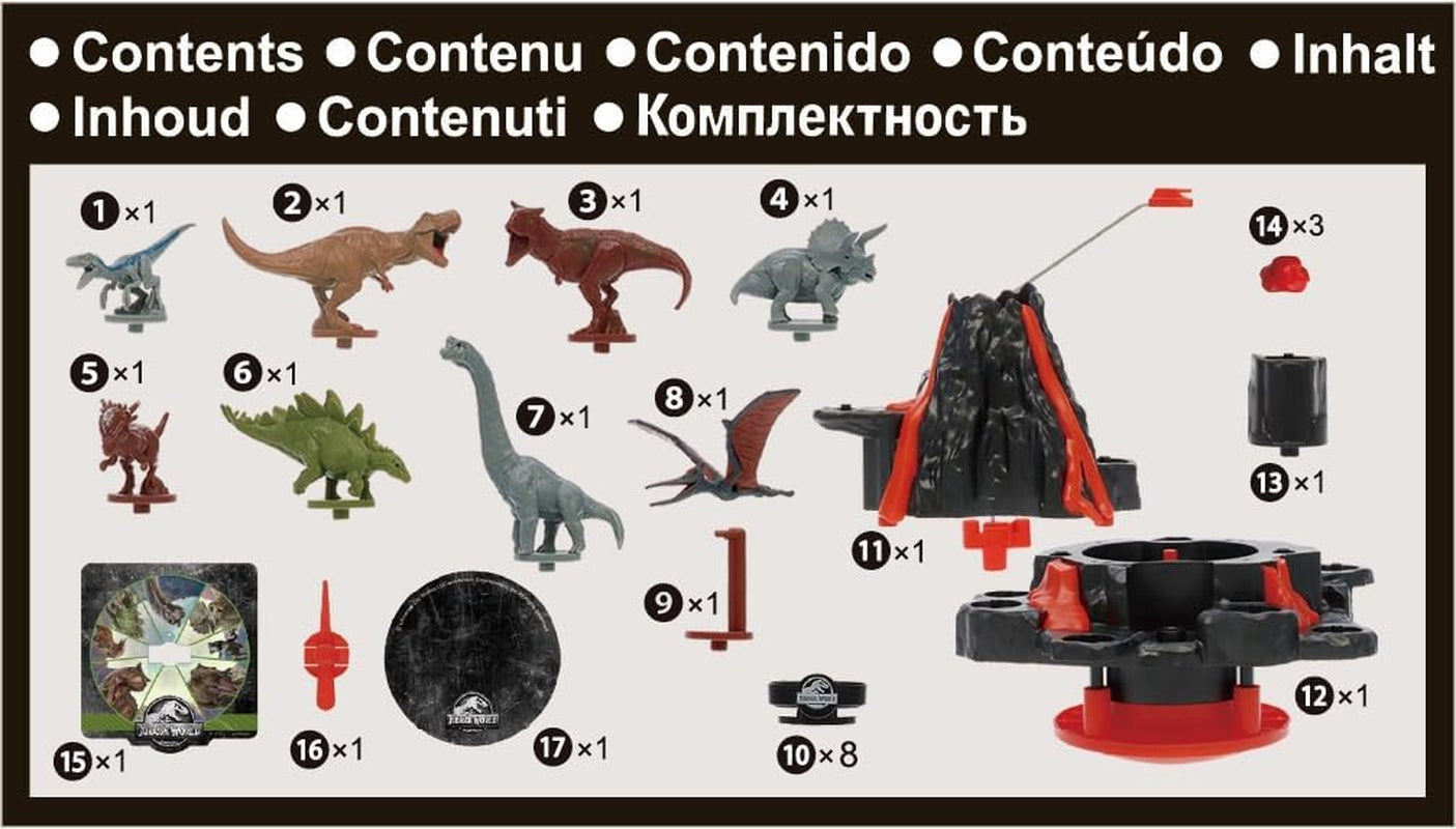 EPOCH Games - Jurassic World Trembling Volcano 7509 Jeu de société dinosaure pour enfants à partir de 4 ans
