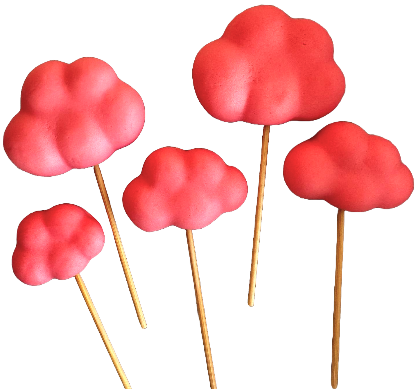 Lot de 5 décors comestibles en pâte à sucre, Nuages, rose Décorations en Pâte à Sucre Naty Shop