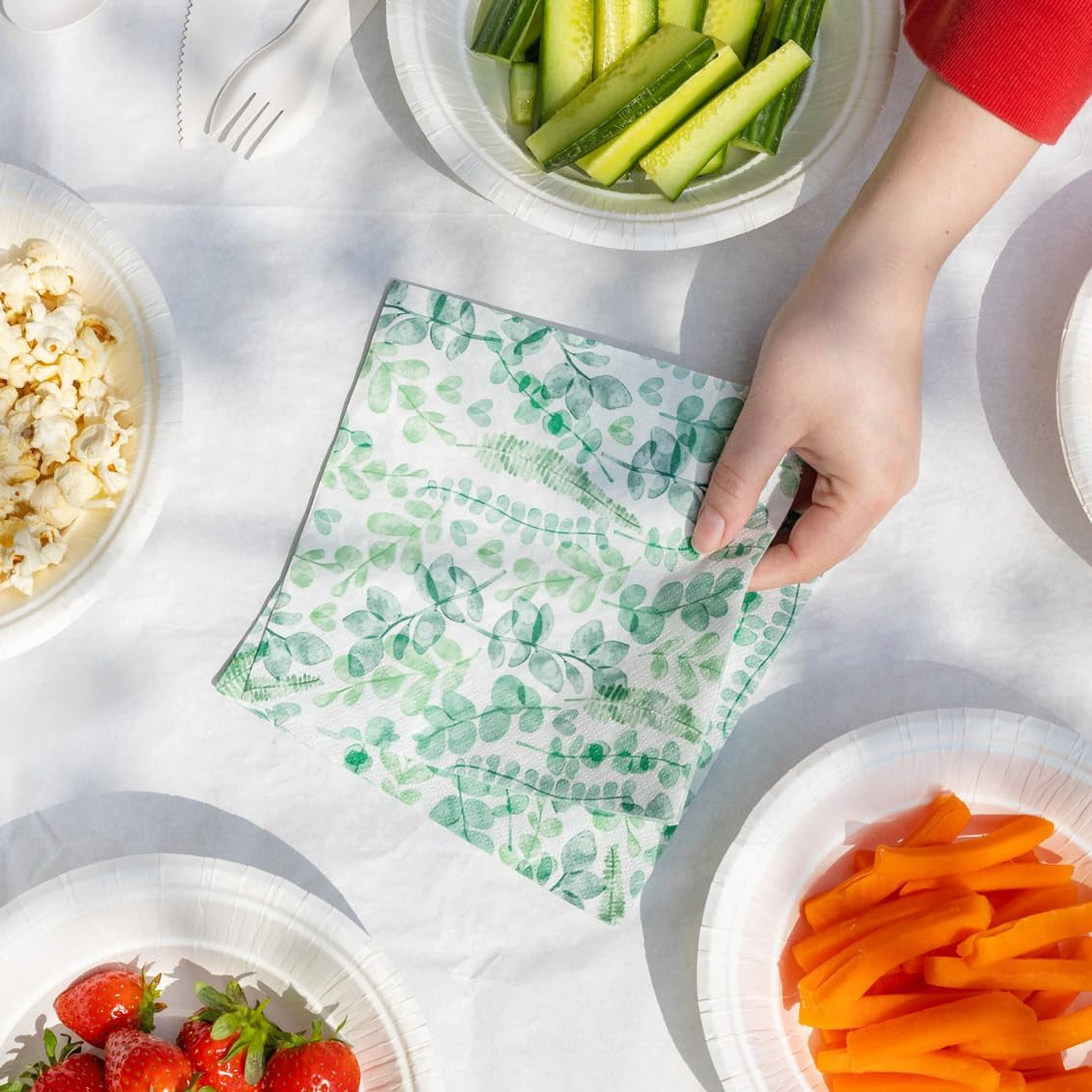 Talking Tables Serviettes jetables en papier doux - Feuilles vertes - Pour mariage ou usage quotidien - Respectueuses de l'environnement, compostables et recyclables - Fabriquées dans l'UE - 2