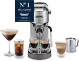 De'Longhi Dedica Style EC 685.B – Machine à expresso avec porte-filtre, machine à expresso avec mousseur à lait professionnel, seulement 15 cm de large, pour café moulu ou capsules ESE, réservoir d'eau 1 l, noir