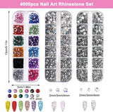 4600 pièces de strass pour ongles, Nagel Glitzersteine ​​​​3 Verschiedene Stil Flache Nail Gems Nägel Steine ​​​​Klein Nagel Steinchen Mit Pinzette et Strass Picker Dotting Pen pour ongles/vêtements/artisanat