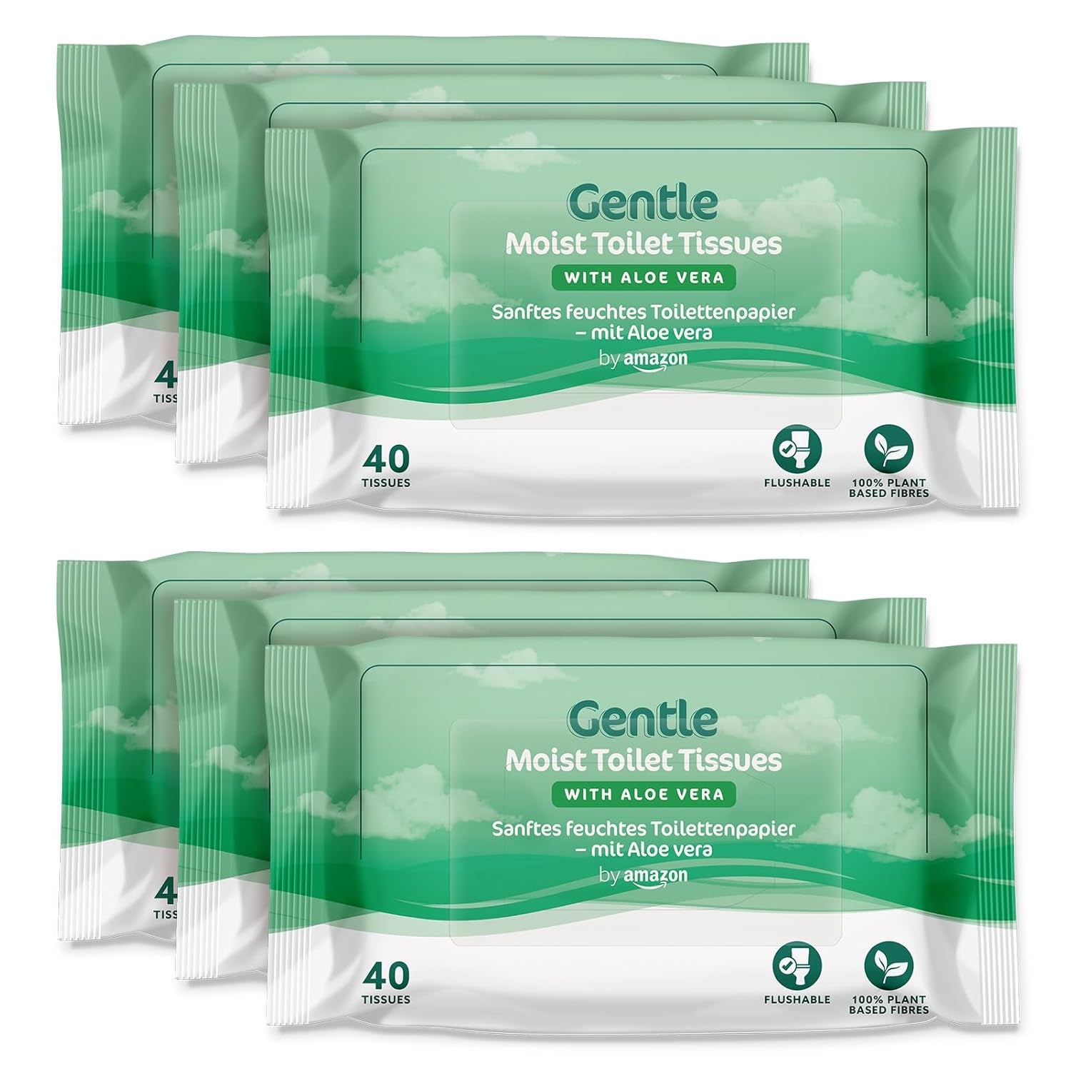 Par Amazon Papiers hygiéniques doux, humides, inodores, fins absorbants et non parfumés, 240 unités (6 paquets de 40 unités) (anciennement marque Presto !)