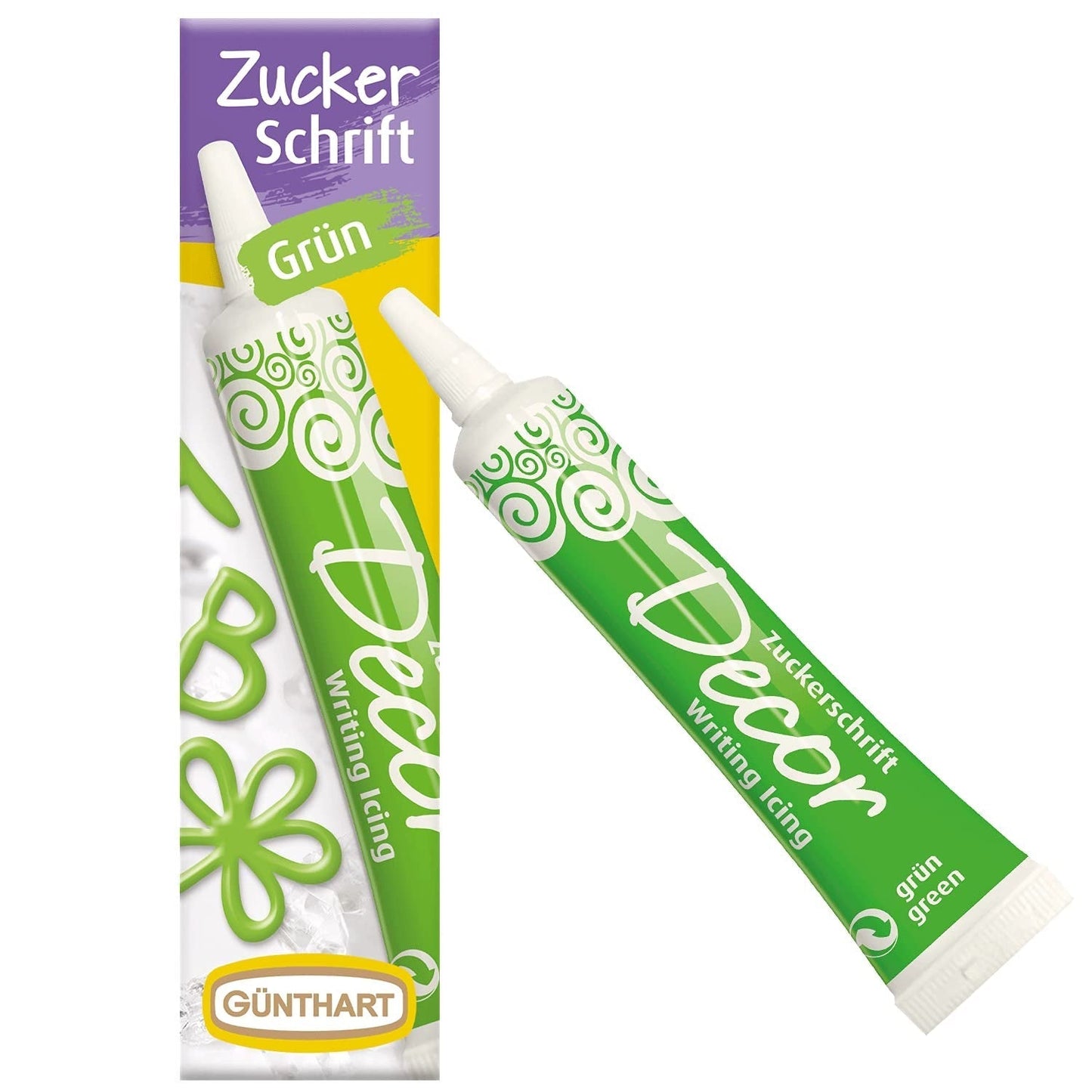 Günthart Backdecor 25 g Sucre avec lettres OR Pour tous les desserts de couleur dorée En sucre pour de belles lettres et motifs, 1 paquet (25 g)