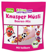 FRECHE FREUNDE Muesli de petit-déjeuner bio Mélange de muesli croquant aux baies d'Edda pour écoliers avec fraises lyophilisées Vegan 6 Pack (6 x 280g)