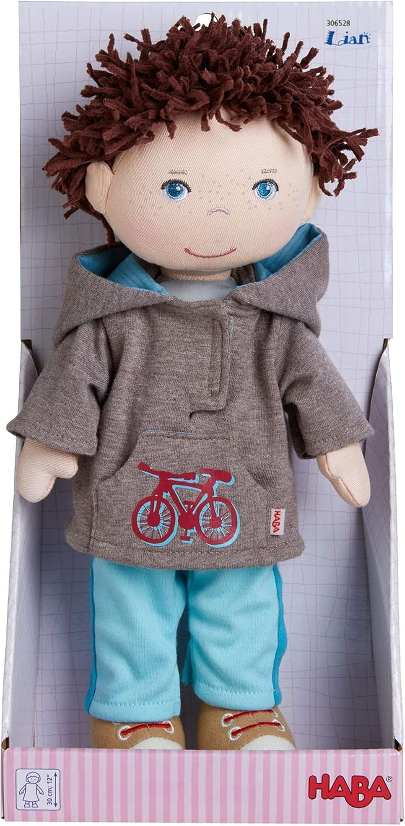 HABA 306528 - Lian Doll - Poupée en peluche pour enfants à partir de 18 mois pour jouer et câliner en matières douces - Taille : 30 cm Naty Shop Dolls