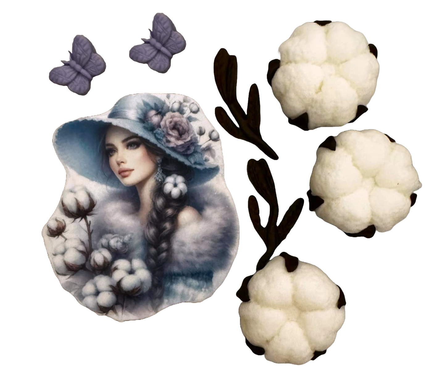 Lot de 8 décorations comestibles en pâte à sucre, Décorations en Pâte à Sucre Belle Dame Nati Shop