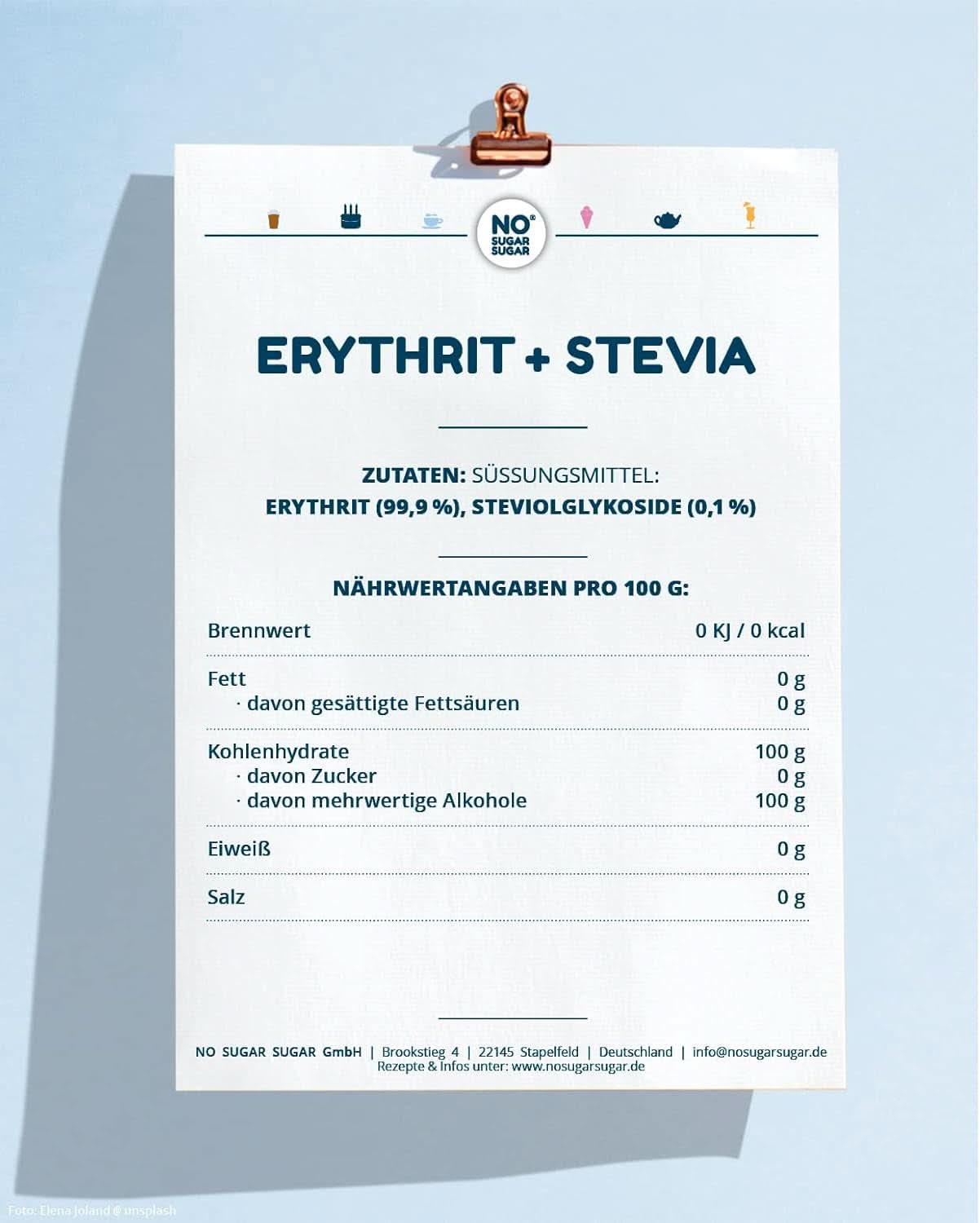 SANS SUCRE, Érythritol + Stevia Substitut de sucre naturel sans calories 1:1 douceur par rapport au sucre, sans arôme, 4,5 Kg Édulcorants Naty Shop