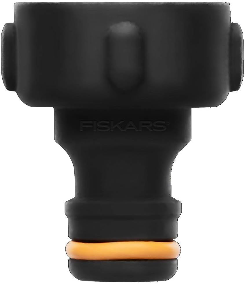 Connecteur de robinet Fiskars, pour robinets, Ø 21 mm (G 1/2"), FiberComp, taille universelle, 10 g, noir/orange, 1027053