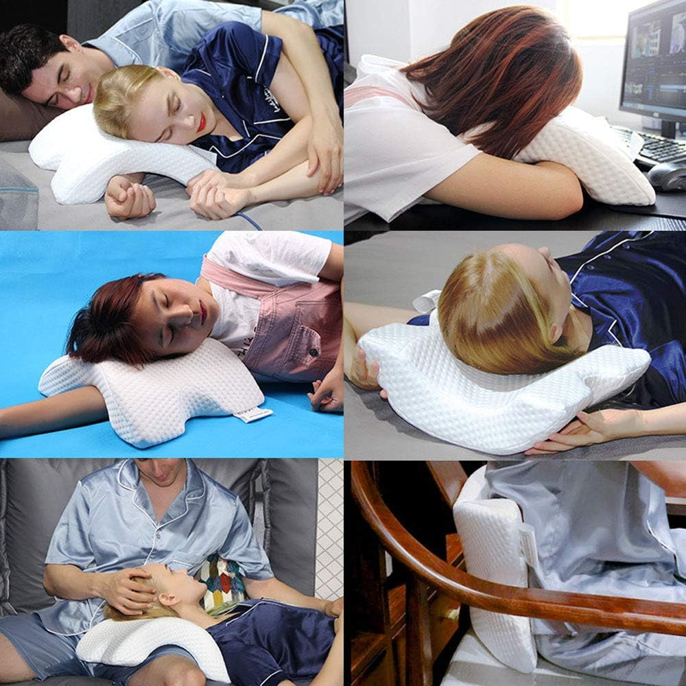 Oreiller de couchage latéral pour couple, bras relaxant, oreiller incurvé en mousse à mémoire de forme, oreiller de voyage en forme de U, oreiller en soie glacée à zéro pression, retour lent pour les couples, oreillers orthopédiques cervicaux Naty Shop