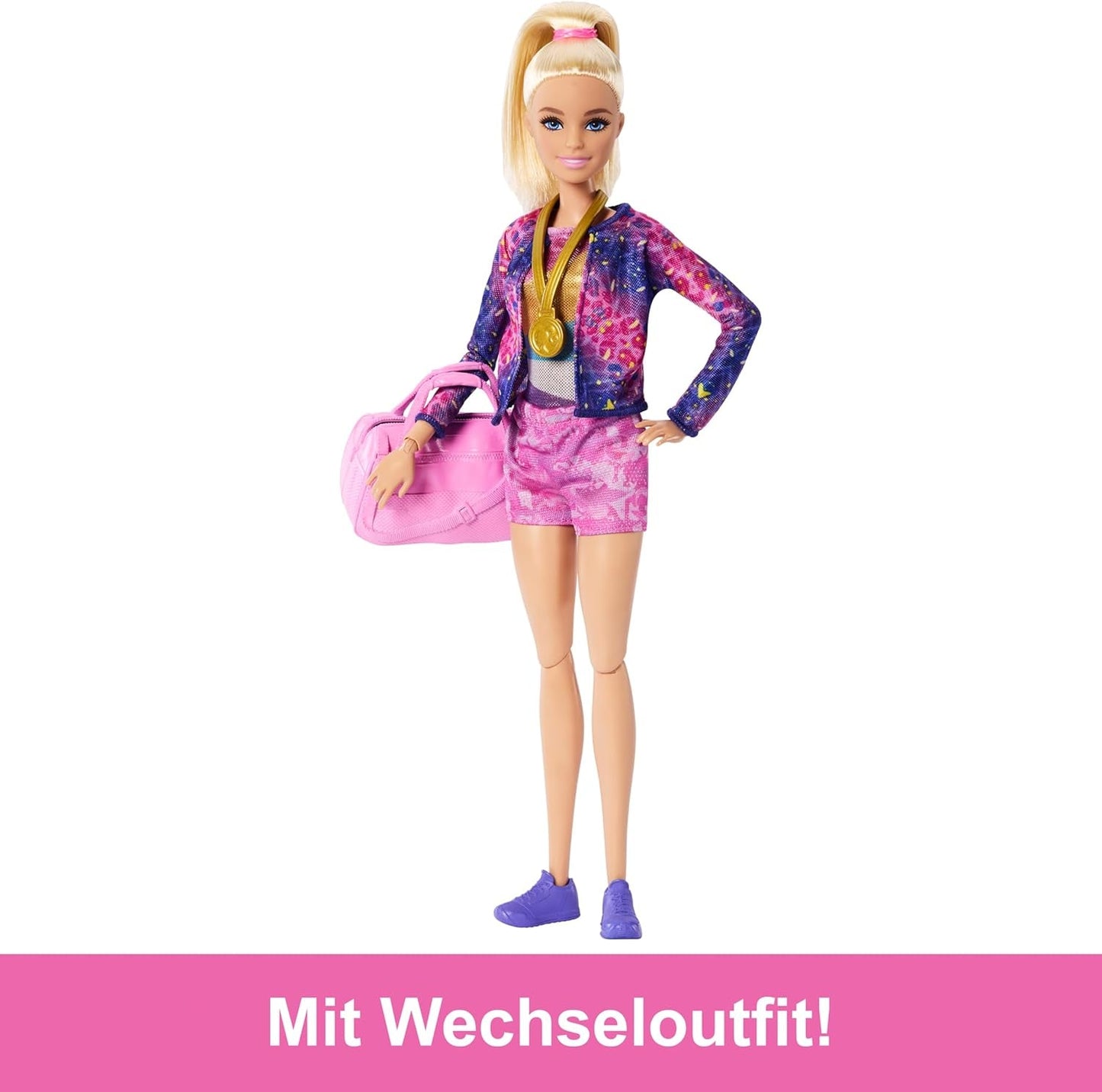 Barbie - Coffret de jeu amusant de gymnastique avec poutre d'équilibre et plus de 10 pièces thématiques pour des histoires gagnantes, HRG52