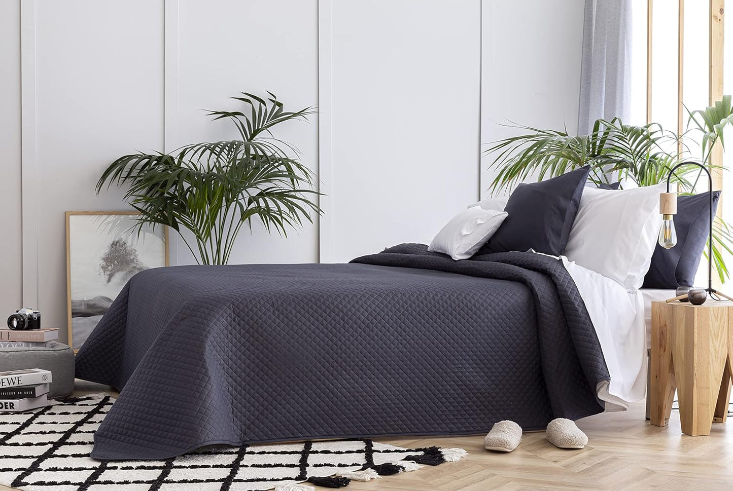 Todocama Fine Boutique Couvre-lit avec motif diamant printemps été automne hiver 100 % microfibre extra douce couvre-lit multifonction 105-200 x 260 cm beige lits et couvertures Besuche den Todocama-Store gris foncé Cama 105 - 200 x 260 cm.
